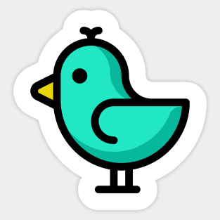 Little Big Bird Birdie Teal Sticker